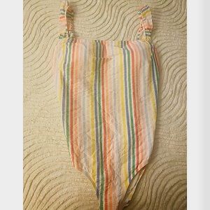 NWT J.crew Rainbow Seersucker Bathing Swim Suit XL